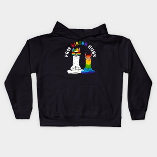 Free Sister Hugs Llama Shirt Gay Pride LGBT Rainbow Flag Kids Hoodie